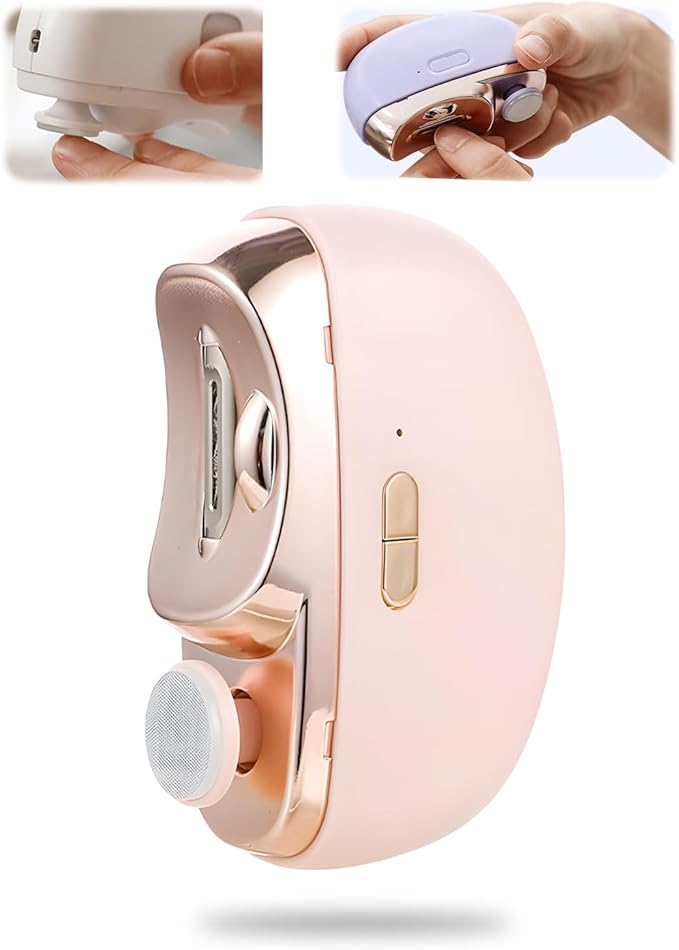 3 in 1 Automatic Electric Nail Clipper 2025 New Electric Toe Nail Clippers with Polishing for Seniors Adults Baby Automatic Electric Nail Clippers Nail File with LED Light &amp Storage Box (Pink)