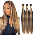 P427 Highlight Blonde Bundles Human Hair Brown Straight 3 Bundles 20 22 24 Inch Unprocessed Brazilian Virgin Remy Honey Blonde Straight Bundle Human Hair Extensions