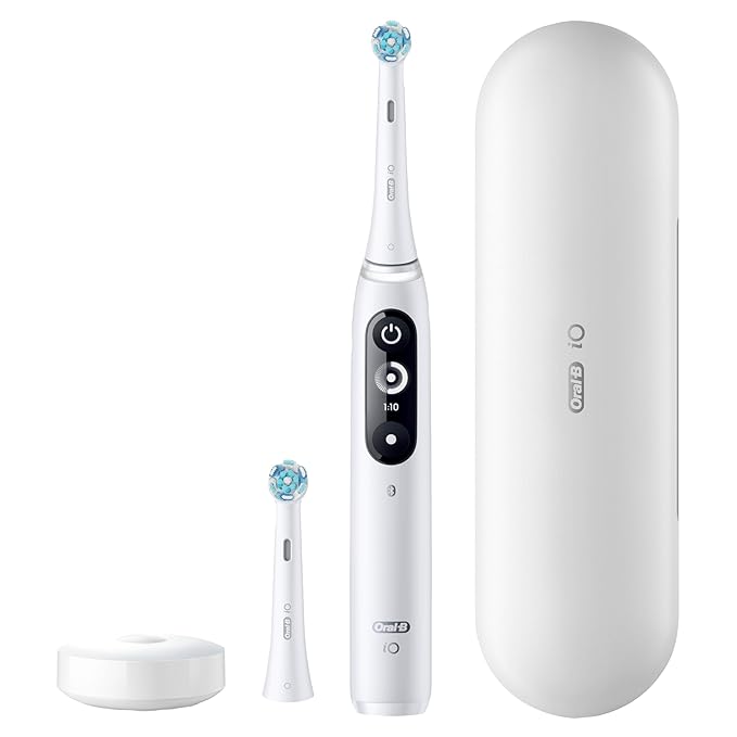 Oral-B iO Deep Clean + Protect Rechargeable Electric Toothbrush White with a iO Series 7 Toothbrush 2 Replacement Brush Heads and a Charging Travel Case