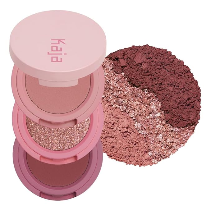 Kaja 3 Colors Eyeshadow - Beauty Bento 07 Glowing Guava | Mosaic Chrome Shimmer Matte finish Cruelty free K-Beauty Mini Palettes Easy Finger Blendable Glitter High Pigmentation 0.03 Oz
