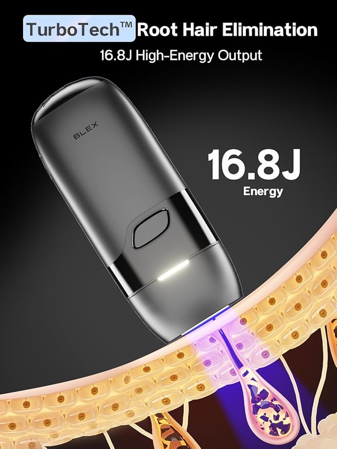 Blex Mini Laser Hair Removal for Women and Men IPL Laser Hair Removal Device 201g Mini-Sized Design 2 in 1 with Skin Rejuvenation Painless at-Home Hair Remover Black