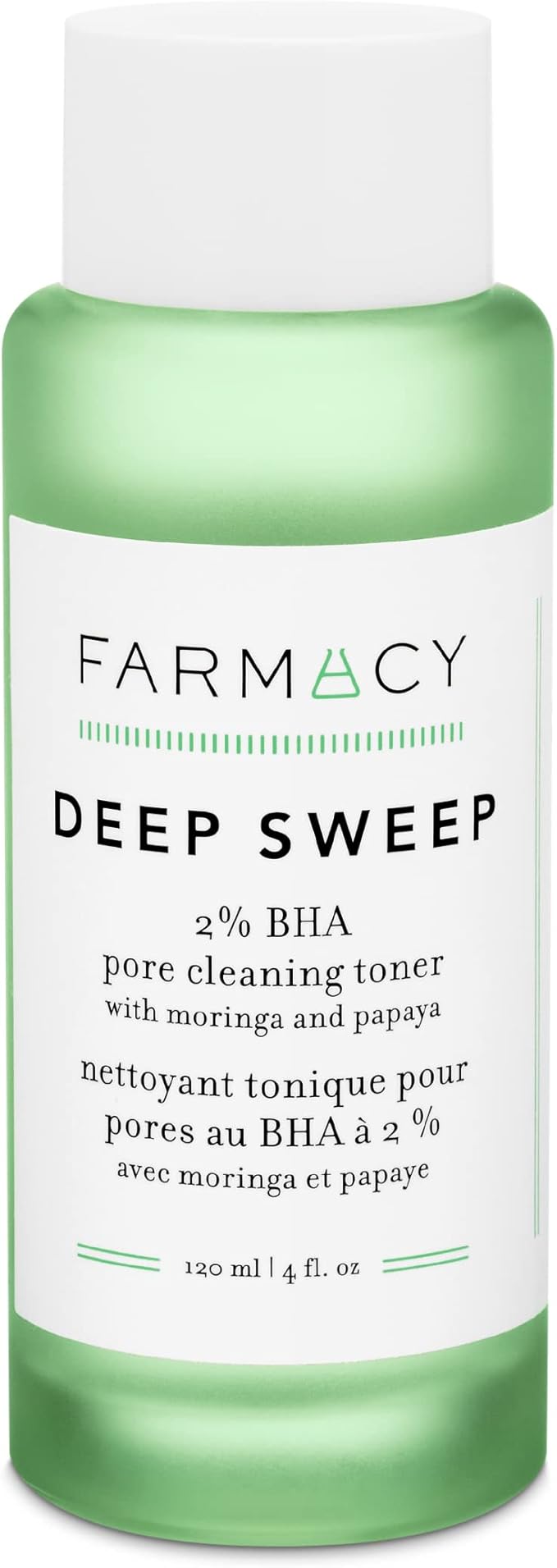 Farmacy 2% Salicylic Acid Toner for Face - Deep Sweep Gentle BHA Exfoliant for Oily Skin - Refines Texture with Papaya Enzymes &amp Moringa Water for a Healthy-Looking Complexion (120ml)