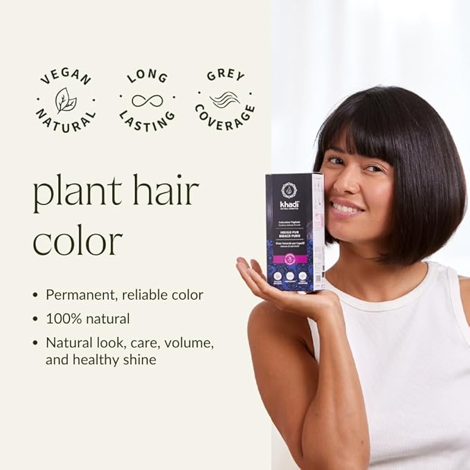 khadi BLUE BLACK Natural Hair Color - Let your hair shine in a mysteriously deep blue-black hue - 100% herbal &amp natural - 3.5 oz