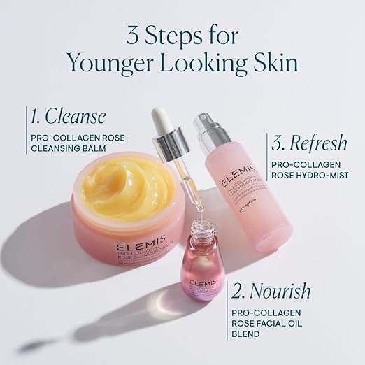ELEMIS Pro-Collagen Rose Facial Oil Blend | Lightweight Daily Facial Oil Soothes Nourishes and Smoothes Skin for a Radiant Fresh Complexion | 15 mL