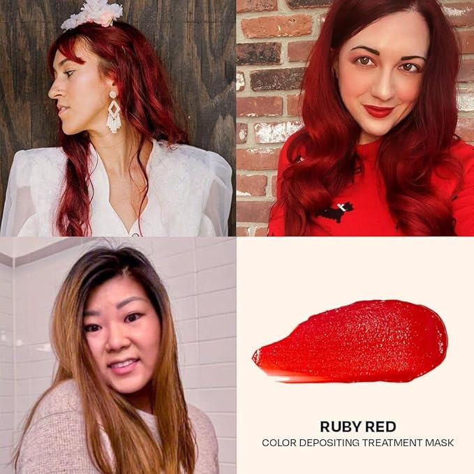 Overtone Semi Permanent Hair Color Conditioner Extreme Red is now Ruby Red 8 oz Nourishing Damage-Free Color Depositing Mask for All Hair Types with Shea Butter &amp Coconut Oil Cruelty-Free