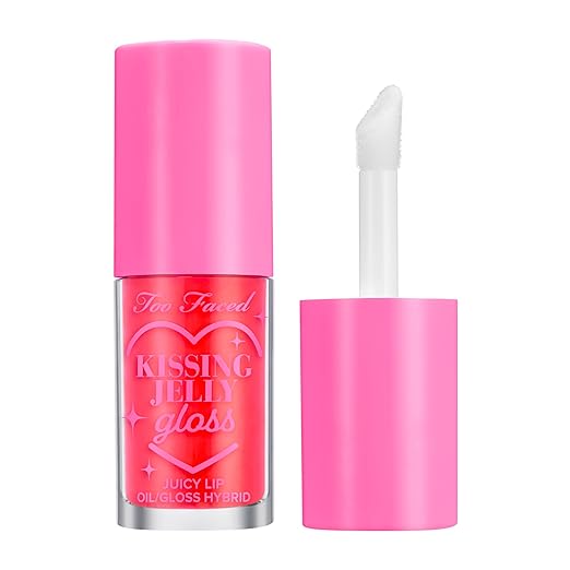 Too Faced Kissing Jelly Lip Oil Gloss | Hydrating Lip Oil + Gloss Hybrid for Instant Moisture and Shine 0.15 Fl Oz