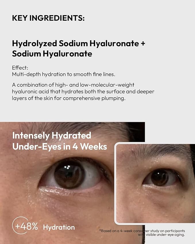 Oher Hyaluronic Acid Dissolving Micro-Pillar Eye Patches for Under-Eye Wrinkles &amp Dryness Intense Plumping &amp Long-Lasting Hydration - 3 Pairs