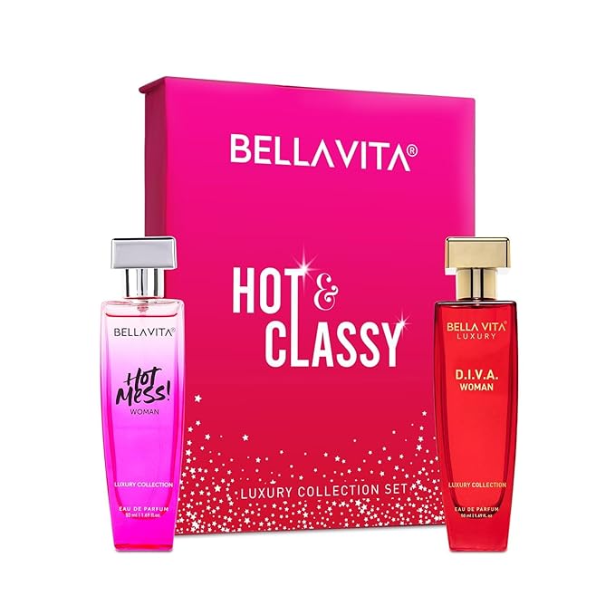 Bella V.ita Luxury Hot &amp Classy Gift Set for Women 2 x 50Ml with Hot Mess D.I.V.A. Perfume|Floral Woody Long Lasting EDP Fragrance Scent