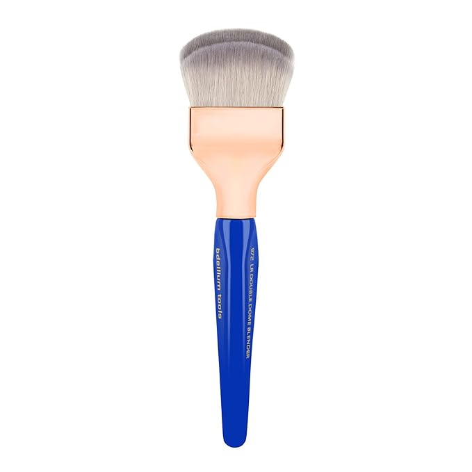 Bdellium Tools Professional Makeup Brush - Golden Triangle 972 Large Rounded Double Dome Blender - With All Vegan and Soft Synthetic Fibers For Foundation Application &amp Blending (Blue 1pc)