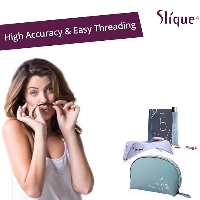 SLIQUE Premium Women's Sensitive Skin Removal Kit | Beginner Threading Tool | Upper Lip Chin and Facial Hair Removal | Ultimate Skin Care Set