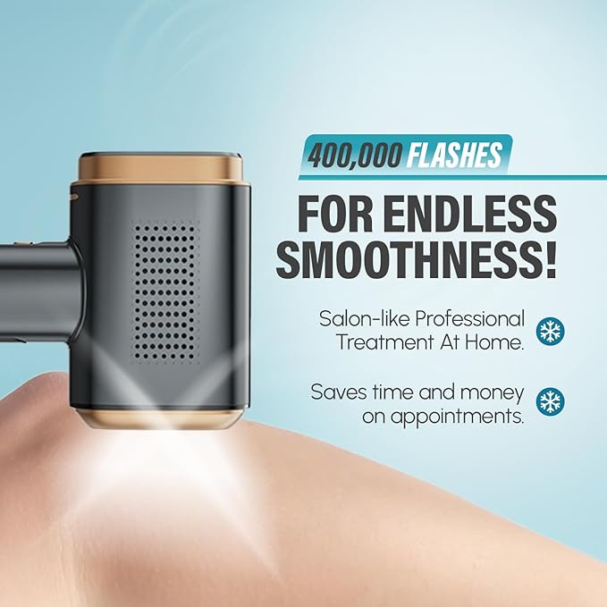 Herbishh IPL Laser Hair Removal Device Painless Cooling Technology- 400000 Flashes Hair Removal Machine with 5 Intensity Levels Skin Sensor &amp Dual Flash Modes- Manual &amp Auto For Face &amp