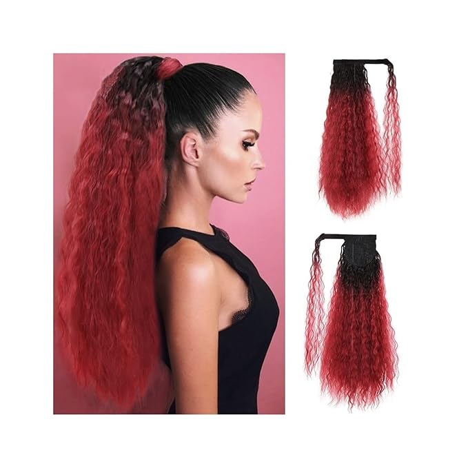 Hair Accessories 22 Long Curly Ponytail Extension Hairband Hair Clip Synthetic Puffy Ponytail Hair Extension Wrapped Bun Women's Wig Hair Pieces For Women(04)