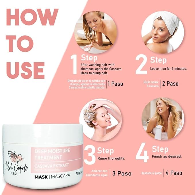I Belli Capelli Venice B-tox Kit Hair B-tox Treatment &amp Argan Oil Mask 250g - B-tox Capilar Para el Cabello Formaldehyde-Free - Anti-Frizz Smoothing (1 B-tox+ 1 Mask)