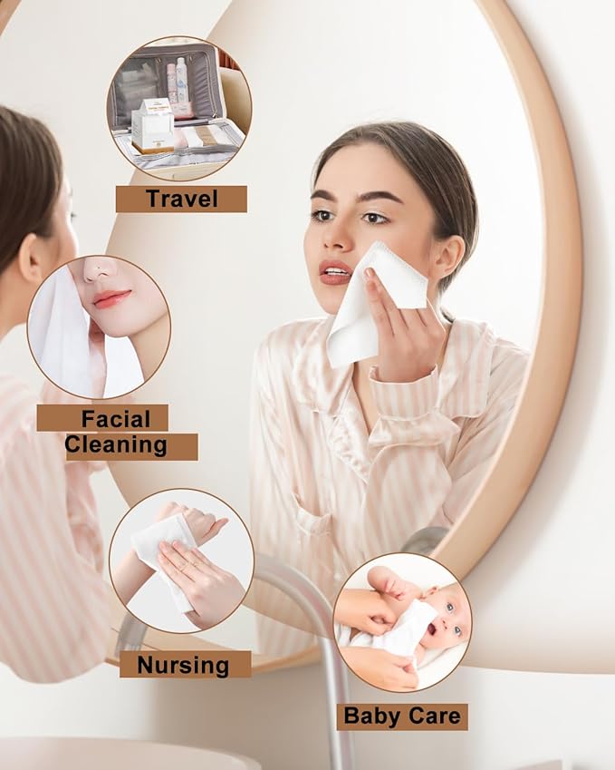 Clean Facial Towels1 Box with 120 Ct Disposable Face Towels - Premium Facial Cleansing Cloths &amp Towelettes Perfect for Skincare Routine - Biodegradable Travel-friendly and Eco-friendly