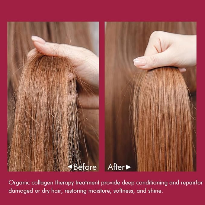 Ecolchi Collagen Hair Mask Deep Repair Conditioning Hair Treatment Argan Oil Keratin Hair Essence Mask for Dry Damaged &amp Frizzy Hair 500ml 16.9 fl oz