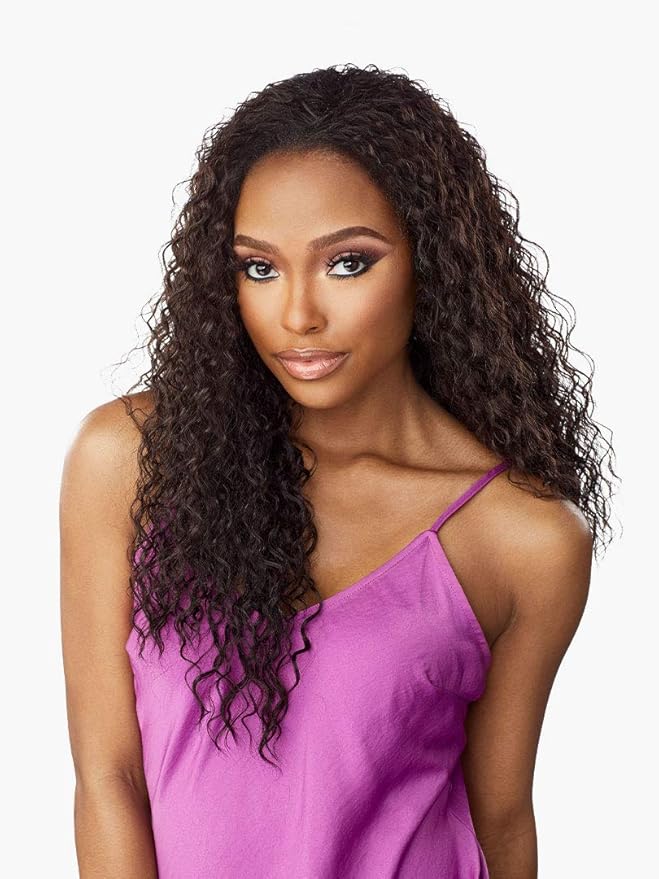 Sensationnel Instant Weave Half Wig - 2 Synthetic Blendwig Adjustable Drawstring for Seamless Hair Blending (1 JETBLACK)