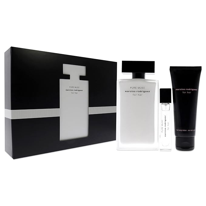 Narciso Rodriguez Pure Musc 3.3oz EDP Spray 0.33oz EDP Spray 2.5oz Body Lotion Women 3 Pc Gift Set
