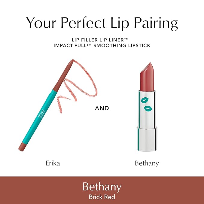 Thrive Causemetics Impact-FULL Smoothing Lipstick Moisturizing Lip Makeup Essential with Vitamin E Lightweight Creamy Lipstick for Women Long Lasting Vegan Shade Bethany (Brick Red)