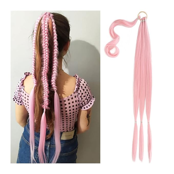 EARSHOT Hair Buns Hair Piece 80cm Synthetic Wraparound Long Braided Ponytail Hair Extension Headband Synthetic Wig Piece Bun for Women's Daily Use Hair Accessories For Girls (Color : F)