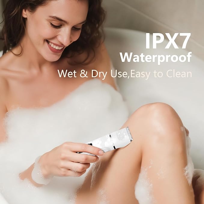 Bikini Trimmer for Women - Painless Waterproof Electric Razor Remover Foil Shaver for Leg Body Armpit &amp Facial Hair Cordless with Ceramic BladeUSB Charging Dock Travel Size Gifts for Her Iv