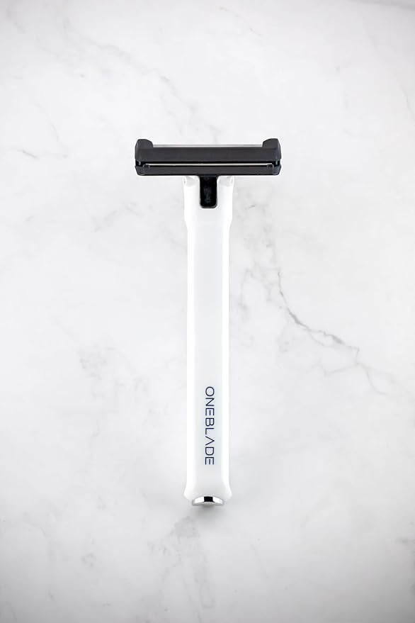 OneBlade Core Safety Razor for Fine Hair - Includes Stand &amp 10 Premium Japanese Feather Blade Refills - Introductory Level (White)