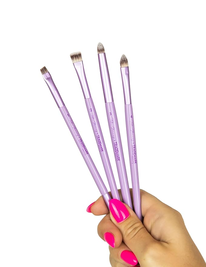 Trademark Beauty The Essentials Makeup Brush Collection - Makeup Brushes Synthetic Bristles Blending Shading Contour - Lavender 12-Piece Set
