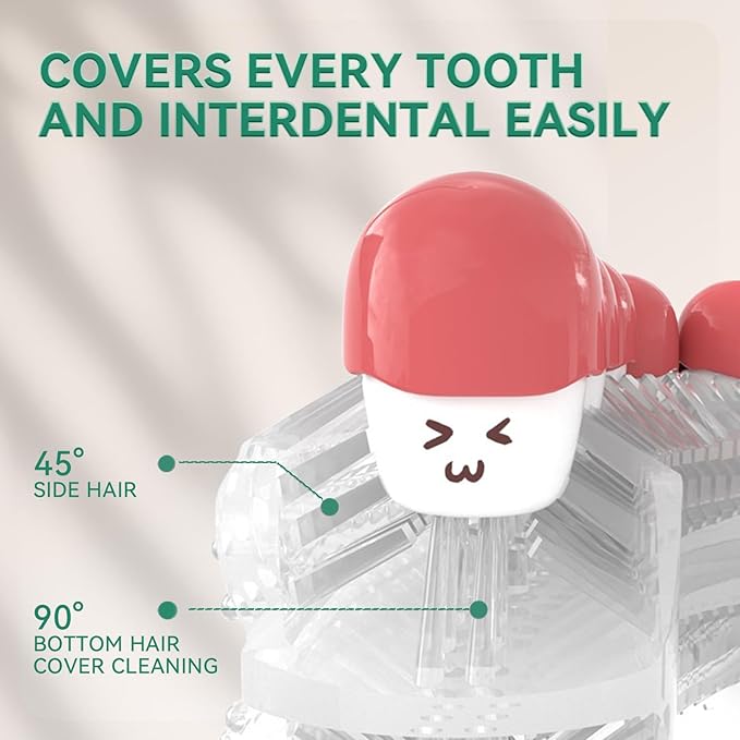 Adult Sonic Automatic Electric Toothbrush 360° Oral Cleaning Stain Whitening IPX7 Waterproof Rechargeable u-Shape Brush Head*3+Straight Handle Brush Head*2 (Green-Cup)