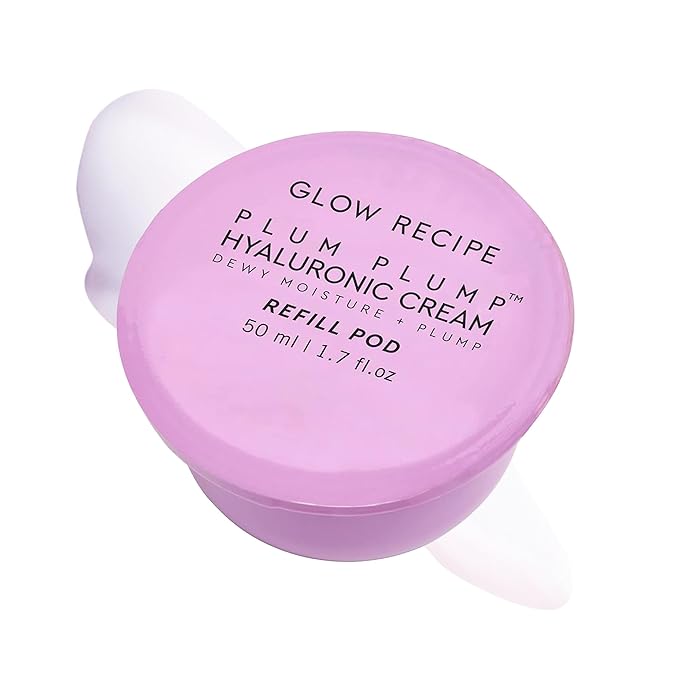 Glow Recipe Plum Plump Hyaluronic Acid Face Cream Refill - Hydrating Firming &amp Plumping Facial Moisturizer for Women &amp Men - Korean Skin Care with Polyglutamic Peptides for Dry Skin Wrinkles