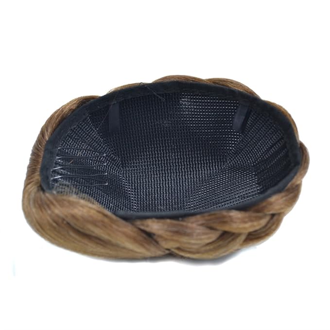 Hair Accessories 1 Pack Synthetic Ponytail Hair Extensions Braided Bun Elegant Braided Bun Claw Clip Style Hair Bun Wig for Women Hair Pieces For Women(Y101)