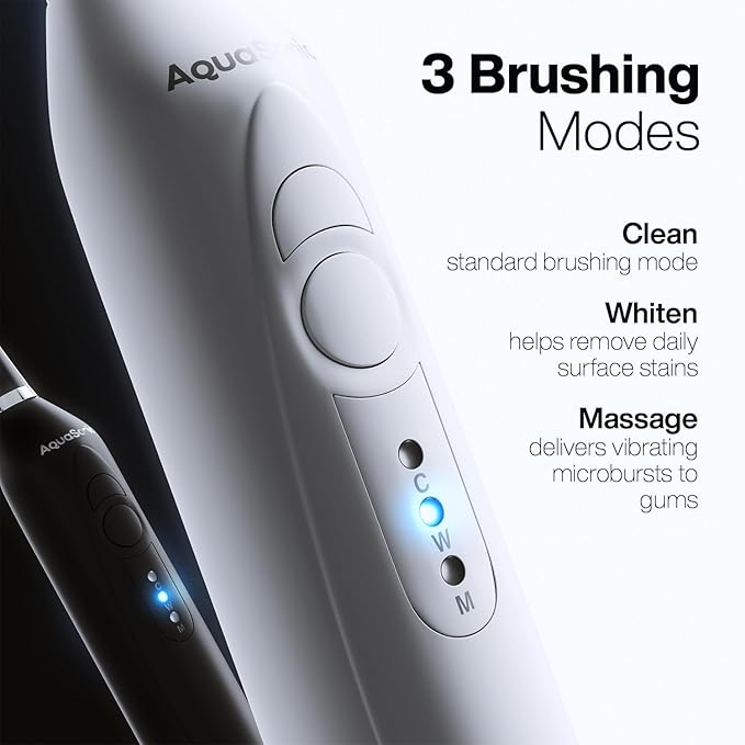 Aquasonic Duo - Dual Handle Ultra Whitening 40000 VPM Wireless Charging Electric ToothBrushes - 3 Modes with Smart Timers - 10 Dupont Brush Heads &amp 2 Travel Cases Included