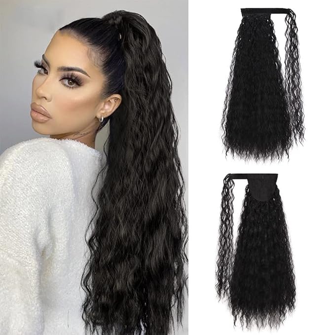 Hair Accessories 22 Long Curly Ponytail Extension Hairband Hair Clip Synthetic Puffy Ponytail Hair Extension Wrapped Bun Women's Wig Hair Pieces For Women(07)
