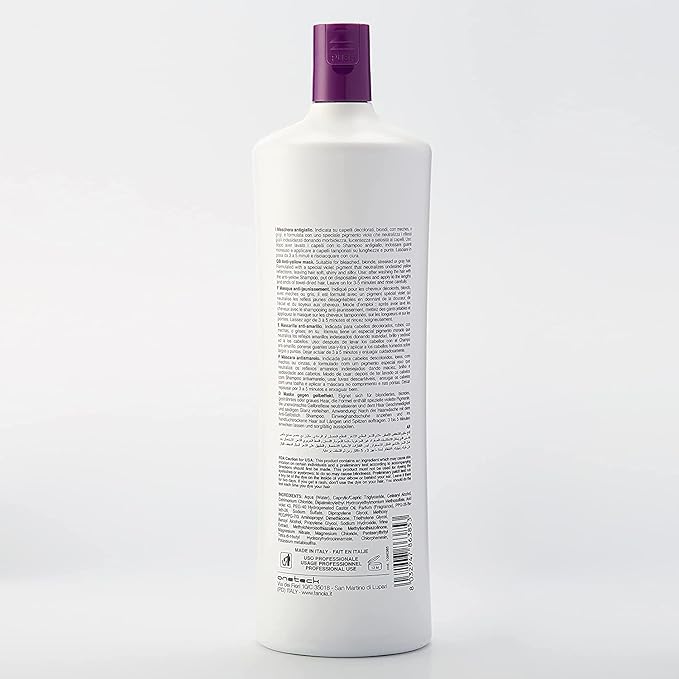 Fanola No Yellow Purple Hair Mask - Acidic pH Deep Conditioning Hair Mask for Blonde Bleached &amp Grey Shades - Intense Violet Pigment Neutralizes Brassy Tones (33.8 Fl oz)