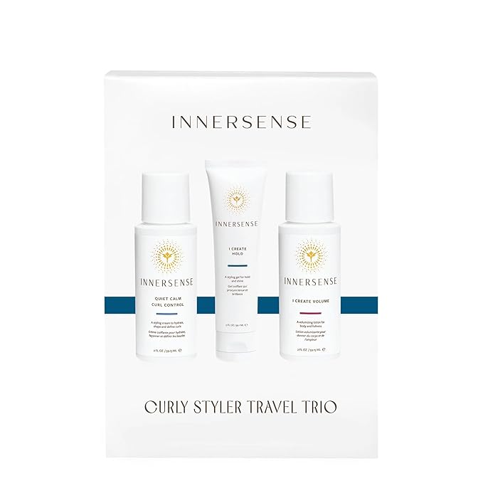INNERSENSE Organic Beauty - Curly Styler Travel Trio | Non-Toxic Cruelty-Free Haircare (I Create Hold I Create Volume Quiet Calm Curl Control) PACKAGING MAY VARY