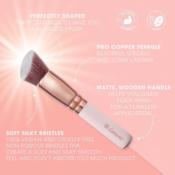 Kabuki Makeup Brush Set - Foundation Powder Blush Concealer Contour Brushes - Perfect for Liquid Cream or Mineral Products - 10 Pc Collection with Premium Synthetic Bristles for Eye and Face Cosmetic