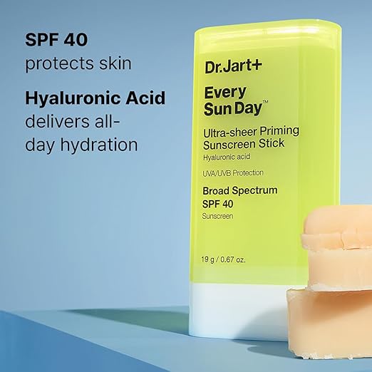 Dr.Jart+ Every Sun Day Invisible Korean Priming Sunscreen Stick SPF 40 with Hyaluronic Acid | Glides Over Makeup | Korean Skincare | Travel Size 0.67 Ounce