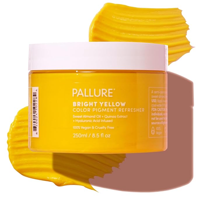 Pallure Color Pigment Refresher Mask Semi Permanent Hair Color Depositing Conditioner 8.5 Oz Bright Yellow