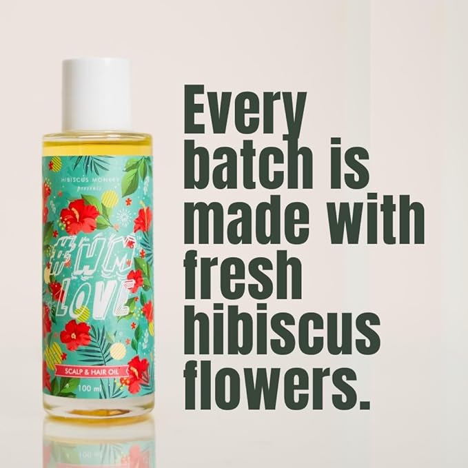 HM Love Scalp &amp Hair Oil | Scalp care | Anti Frizz | Real Hibiscus Flowers Coconut Milk Oil | Natural | No Mineral Oil Chemical-Free | 100mL