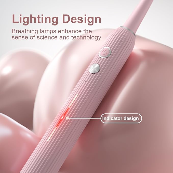 Electric Toothbrush Set for Women with UV Light Drying Holder 8 Brush Heads Smart Timer USB Rechargeable ? Soft Pink Edition