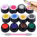 12 Color Sculpture Gel 3D Carving Gels for Nail Art Decoration Kit Creative DIY Nail Art Painting Carved Soak Off Polish Flowers Design Modeling Tool