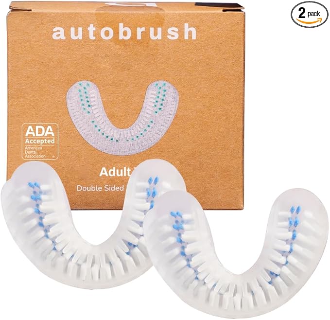 autobrush Double Sided Brush Head Replacement with Nylon bristles Adults (Small Pack of 2)