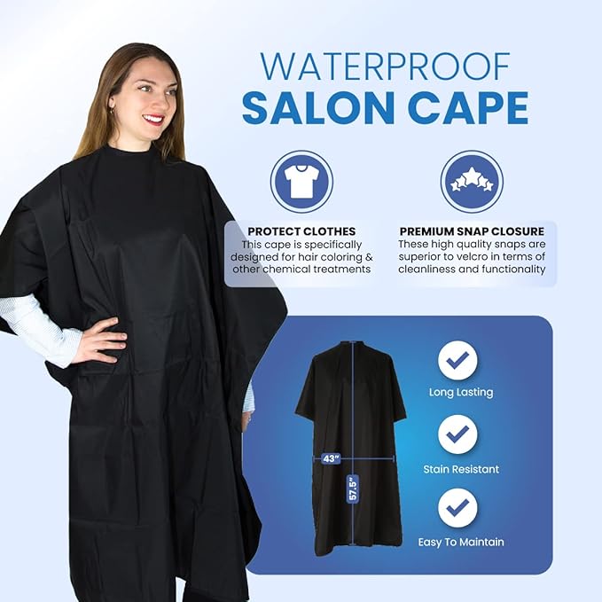 Hair Coloring Cape - Water-Resistant Salon Wear for Hair Dyeing Cutting and Styling - Lightweight Durable Hairdresser for Adults - Professional Hairdressing Apparel for Salon or Home Use