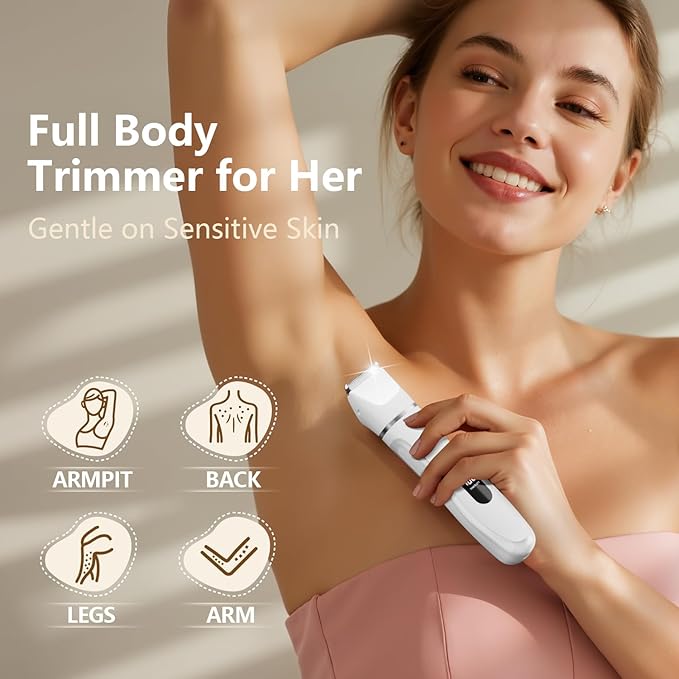 Bikini Trimmer for Women - Painless Waterproof Electric Razor Remover Foil Shaver for Leg Body Armpit &amp Facial Hair Cordless with Ceramic BladeUSB Charging Dock Travel Size Gifts for Her Iv