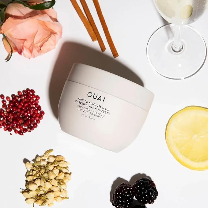 OUAI Fine to Medium Hair Treatment Masque - Mask for Hair Repair Hydration and Shine - With Shea Butter Keratin and Panthenol - Paraben Phthalate and Sulfate Free (3.4 Oz)