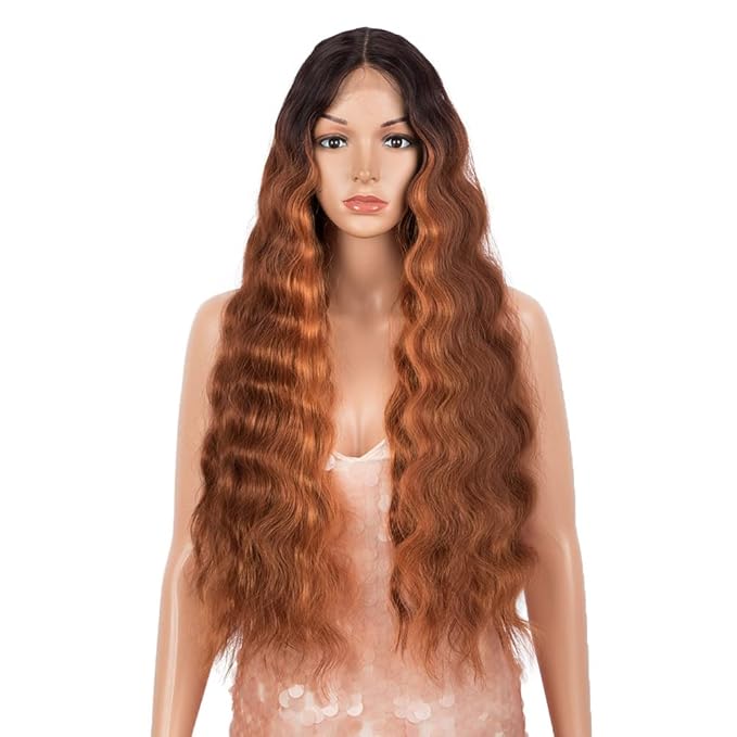 Style Icon 30 Inches Lace Front Wigs Deep Wave Wig Synthetic Wig (Middle Part Lace Wig TTOL 99A/340C/145T)