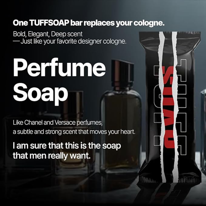 4 Pack ? 4-in-1 Men?™s Fragrance Soap Bar 21.87 oz ? Natural All-in-One Bar for Body Face Hair &amp Shaving ? TUFF RED (Energy) / TUFF GREEN (Skin Protection) ? Long-Lasting &amp Sulfate-Free