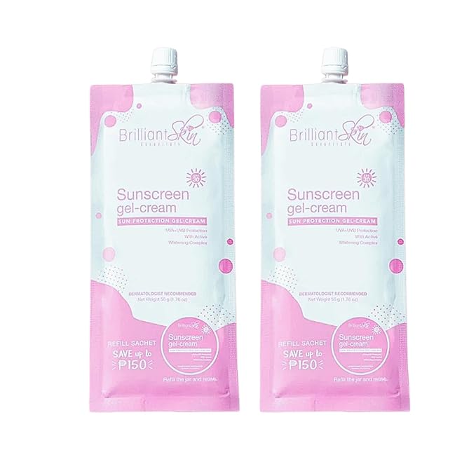 Brilliant Skin Sunscreen Gel-Cream Refill Sachets 50g Pack of 2
