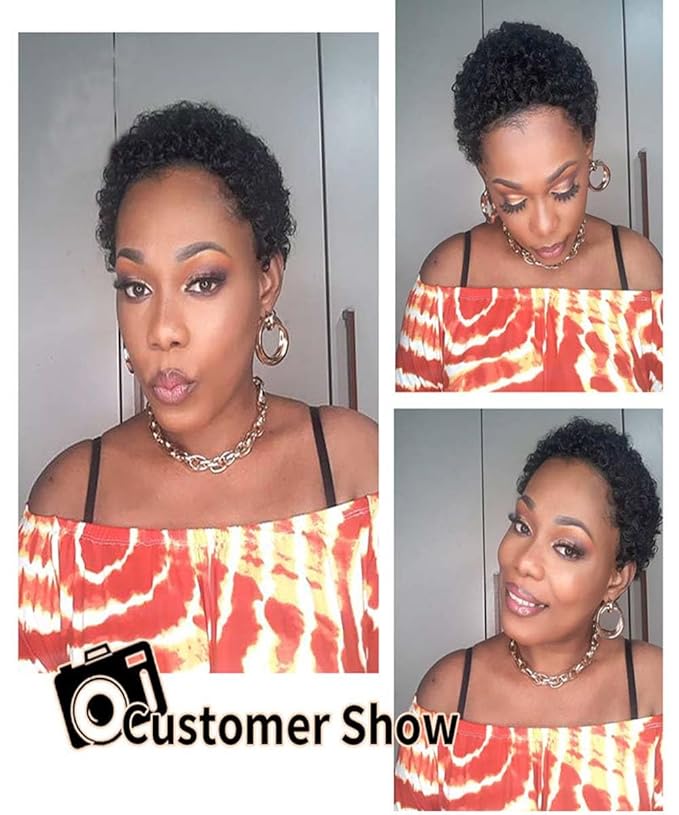 short curly afro wig Women's African fake curly hair Women's fake curly hair Curly Wigs for Black Women Fashion Short Afro Curly Wig