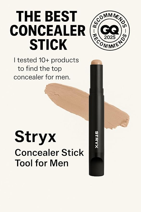 Stryx Grooming Kit for Men ? Dark Tone Skin Facial Concealer Tool for Men Beard &amp Brow Gel Cleansing Disc ? 3-in-1 Skincare Set