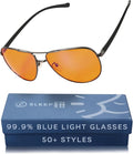 100% Blue Light Blocking Glasses - Women + Men - Better Sleep - Anti Eye Strain Protection - Computer Screens Gaming