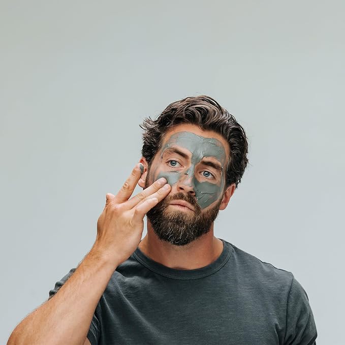 Caldera + Lab The Deep | Men's Organic Hydrating Clay Face Mask for Dry Sensitive &amp Normal Skin ? Vegan Natural &amp Antioxidant Packed Exfoliating Skincare Facial Treatment